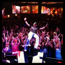 Chance McKinney "stage dives" with the crowd at Tulalip Resort Casino